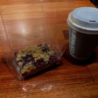 Raspberry oat bar, small coffee. $7. at Falcon Coffee Bar in Nashville