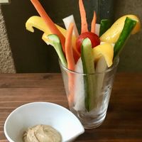 Veggie sticks with vegan sesame sauce at Kyoto Beer Lab in Kyoto