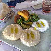 Mezze, the fried stuff contains meat. We shared with non-vegan friends at Street Beirut in Geneva