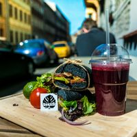 Sandwich with smoothie at Vegano Cafe in Krakow