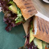 The avocado and sun dried tomato paste and salad ciabatty at Vegano Cafe in Krakow