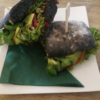 Avocado, Sundried tomato salad ciabatta. at Vegano Cafe in Krakow