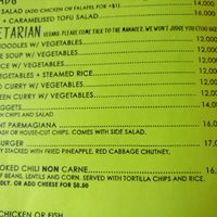 Vegetarian menu at Monkey Republic in Kampot