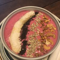 Smoothie bowl with coconut milk  at Monkey Republic in Kampot