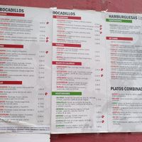 Menu at Bocatart in Zaragoza