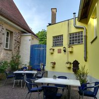 Outside seating at Glocke in Rothenburg Ob Der Tauber