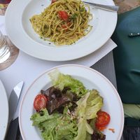 Pasta without chanterelle but with salad at Glocke in Rothenburg Ob Der Tauber