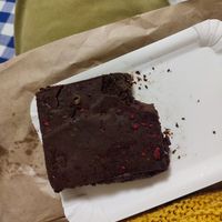 Vegan brownie at Hiša Kruha in Maribor