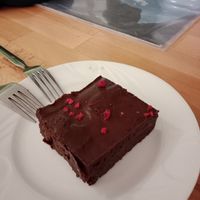Vegan brownie at Hiša Kruha in Maribor