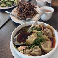 Szechuan dumplings, crispy sesame “fish”, sesame cucumber salad  #Veganuary at House of Fortune - Chino in Chino