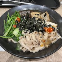 Build your own soup with quinoa noodles, fresh spoon cabbage, fried tofu, bean curd, rice cakes, baby vegetables, mushrooms and seaweed - Vege Creek, Taipei  at Vege Creek 蔬河 - 101 in Taipei