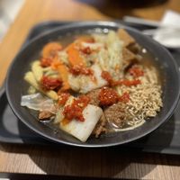 Build your own soup with instant noodles, different veggies and mock meats and fried tofu - Vege Creek, Taipei  at Vege Creek 蔬河 - 101 in Taipei