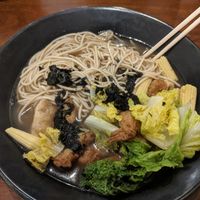 Ramen with veggies and mock meat at Vege Creek 蔬河 - 101 in Taipei