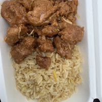 Teriyaki chickn & garlic rice   at Tara's Vegan Treats in St Albans