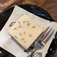 Lemon and lavender bar (vegan, raw and gluten-free )  at CoffeeLab in Den Bosch