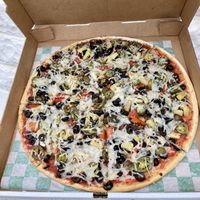 Vegan Pizza With Vegan Cheese   at Cousin Vinnie's NY Pizza Cafe in San Juan Island