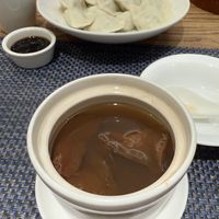 Herbal soup and dumplings in the background   at Jiayuan 家源 in Guangzhou