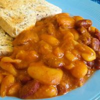 Homemade baked beans at Sift in Otley