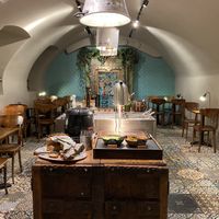 The buffé table  at Hermans in Stockholm