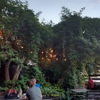 one of the outdoor seating areas at Hermans in Stockholm