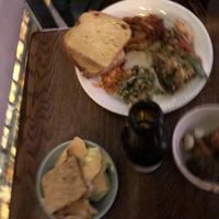 Mix of warm dishes  at Hermans in Stockholm