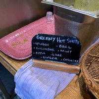 Delicious greeny hot shot!   at Hermans in Stockholm