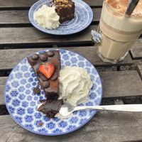 Chocolate cake and snickers cake  at Hermans in Stockholm