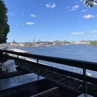 One of several outdoor terraces  at Hermans in Stockholm