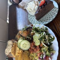 Buffet plate + sweet potato cake  at Hermans in Stockholm