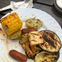 grill buffet, none of this tasted good. at Hermans in Stockholm