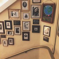 Stairs leading down to th restaurant  at Hermans in Stockholm