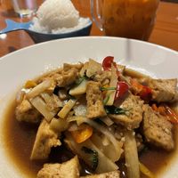 Thai basil tofu dish  at Thai Love NY in Syracuse