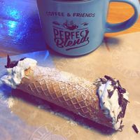 Cannoli with a peanut cappuccino ❤️ at Milkaway in Naples
