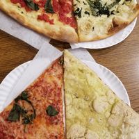 Vegan Margherita, vegan Alfredo, vegan regular, vegan white at NY Pizza Suprema in New York City
