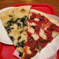 Vegan White truffle brie with sunflower cheese and Beyond Beef slices at NY Pizza Suprema in New York City