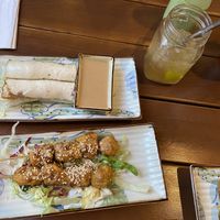 vegan chicken/ tofu and summer rolls with peanut sauce  at Good Morning Vietnam Vegan in Berlin