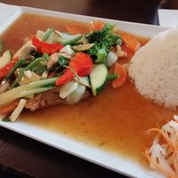 Soja Medaillons mit Pilzen gefüllt at Good Morning Vietnam Vegan in Berlin