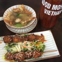 #2 Sup Hoanh Thanh on top and #1 Sate Ga Chau. Both so yummy!  at Good Morning Vietnam Vegan in Berlin