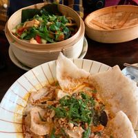 Great soup with coconut, tofu and seitan. Fully recommended!  at Good Morning Vietnam Vegan in Berlin