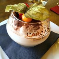 Vegan tiramisu with spéculoos & Gouden Carolus Single Malt whisky at Brouwerij Het Anker in Mechelen