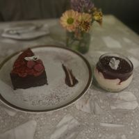 Chocolate cake and cheesecake  at Casa Lėlytė in Bogota