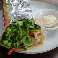 Veggie wrap with hummus at Mahalo in Iquique