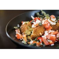 Vegan cheese croquettes, coconut and pineapple salsa at The Catchment Brewing in West End
