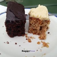 chocolate cake and carrot cake at Tree-Top Cafe in Looe