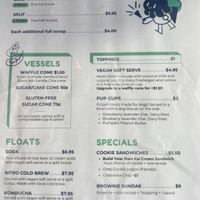 menu at The Greenery Creamery  in Orlando