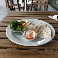Tasty quesadilla at Roots Fresh Food Bistro in Prague