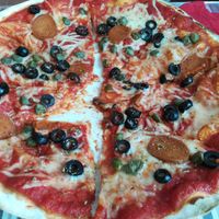 Vegan Pizza with "chorizo" at La Cobija in Chiclana De La Frontera