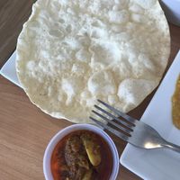 Pappadam with garlic pickle at Serendib in Ellsworth