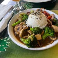 Mushroom Poke Bowl with Tofuu  at Tahiti Nui in Hanalei