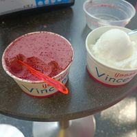 Blueberry sorbet ice (without sugar) and lemon sorbet ice. at Ice Cream Vincenzo in Nijmegen